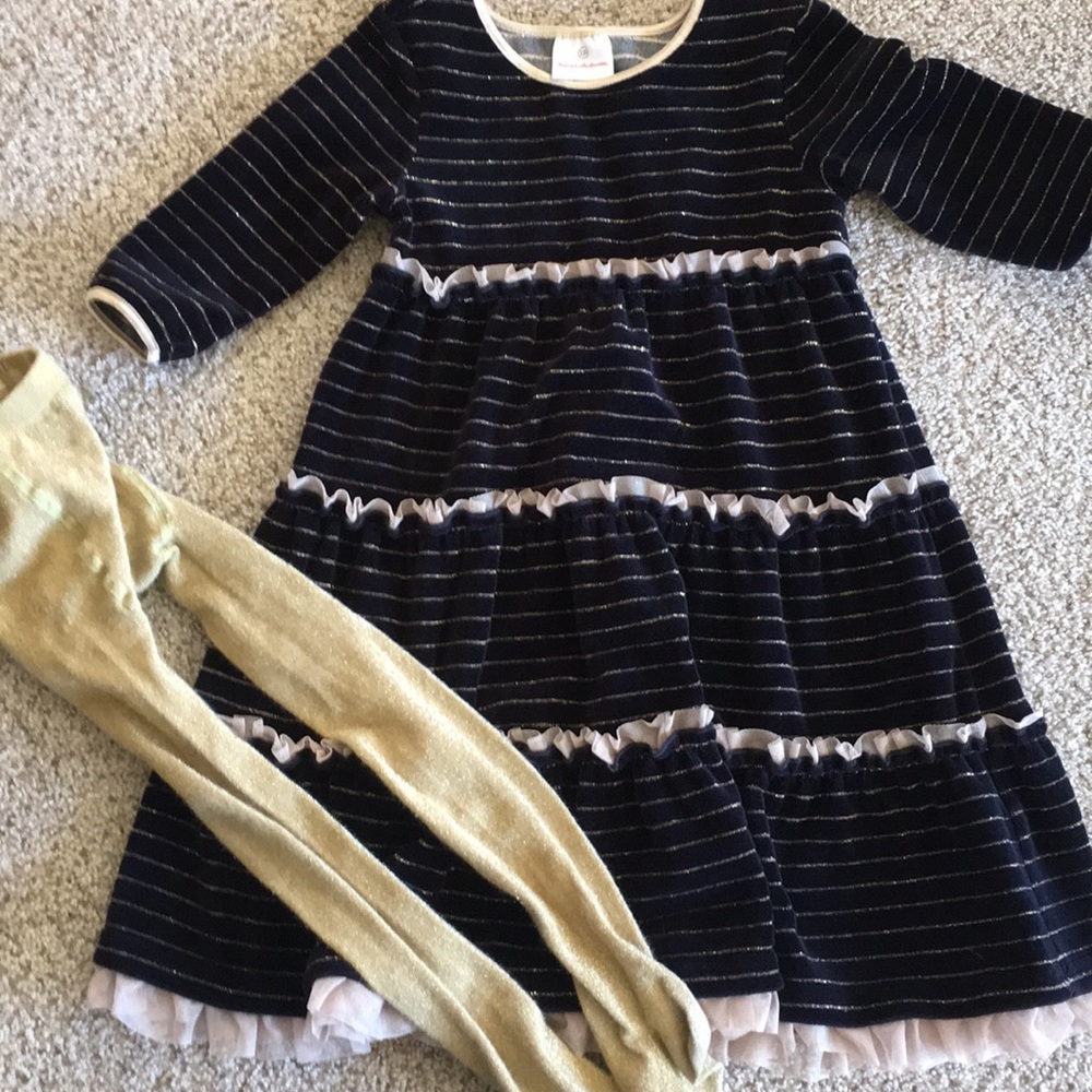 Hanna Anderson dress with tights 110 sparkle
